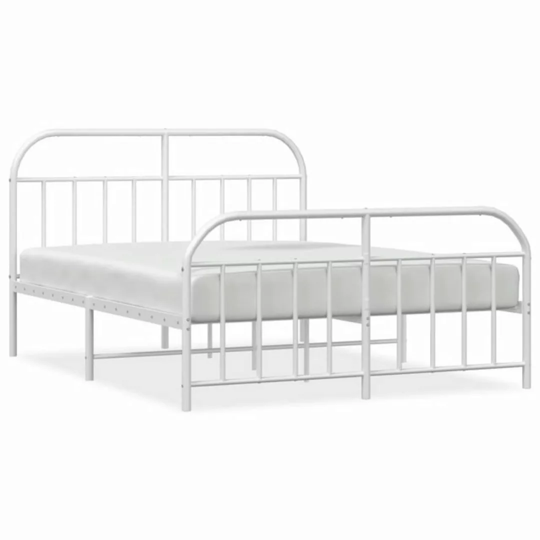 furnicato Bett Bettgestell mit Kopf- und Fußteil Metall Weiß 140x200 cm günstig online kaufen