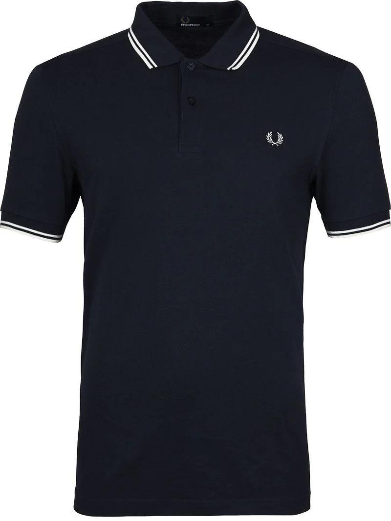 Fred Perry Polo Marine Dunkelblau mit weißen Doppelstreifen - Größe XXL günstig online kaufen