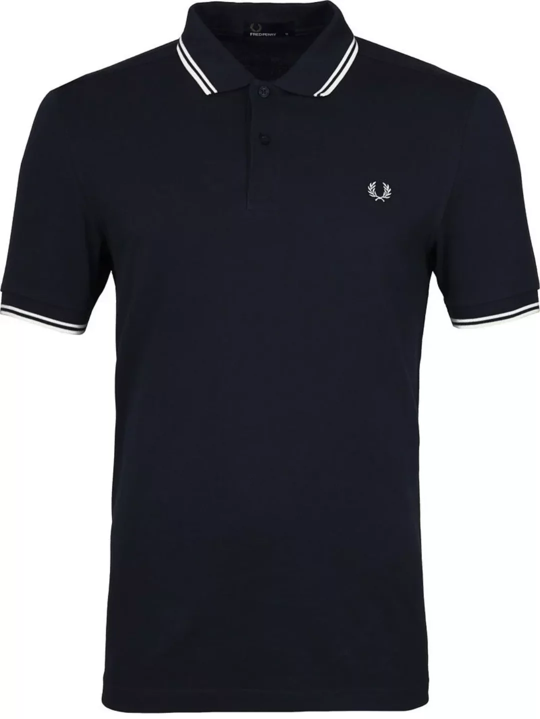 Fred Perry Polo Marine Dunkelblau mit weißen Doppelstreifen - Größe XXL günstig online kaufen