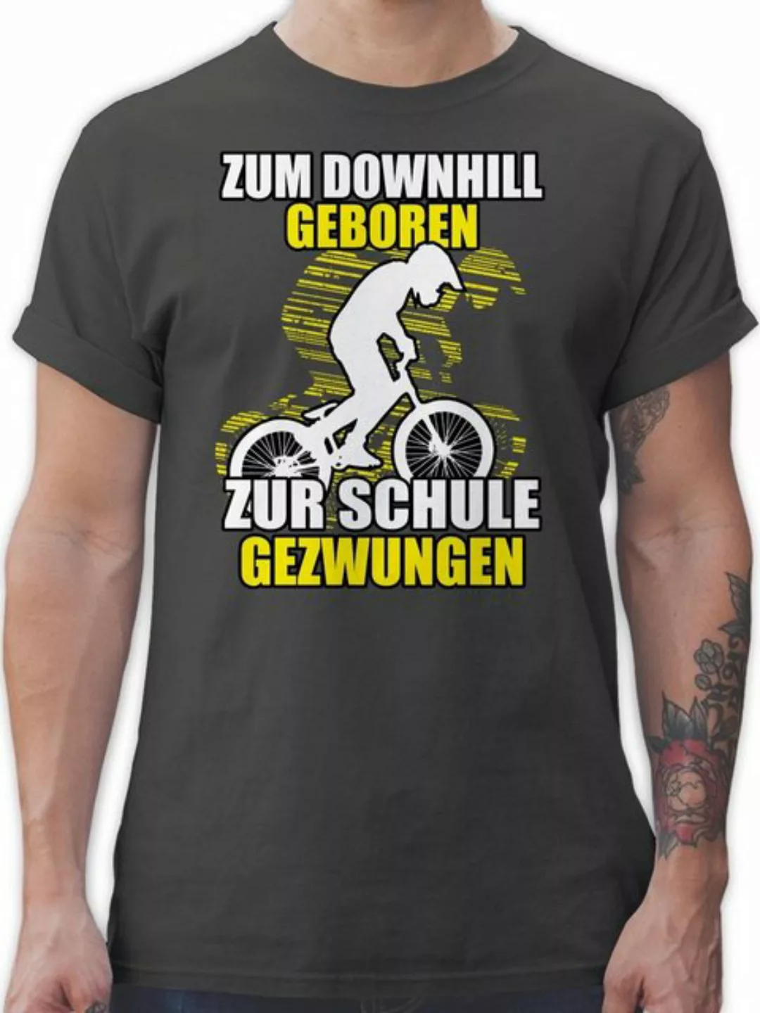 Shirtracer T-Shirt Zum Downhill geboren zur Schule gezwungen Fahrrad Beklei günstig online kaufen