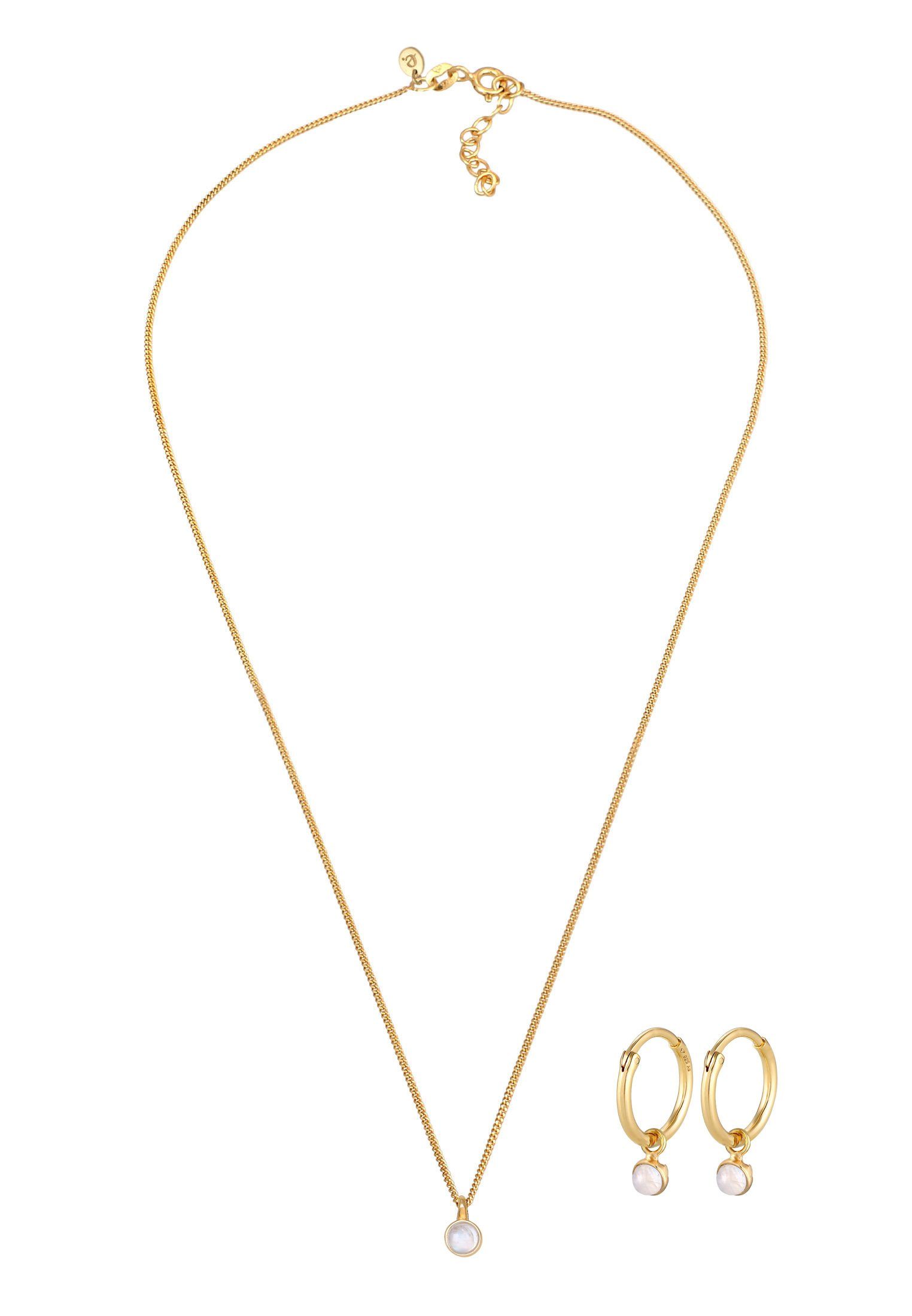 Elli Premium Schmuckset Kette Creolen Mondstein günstig online kaufen