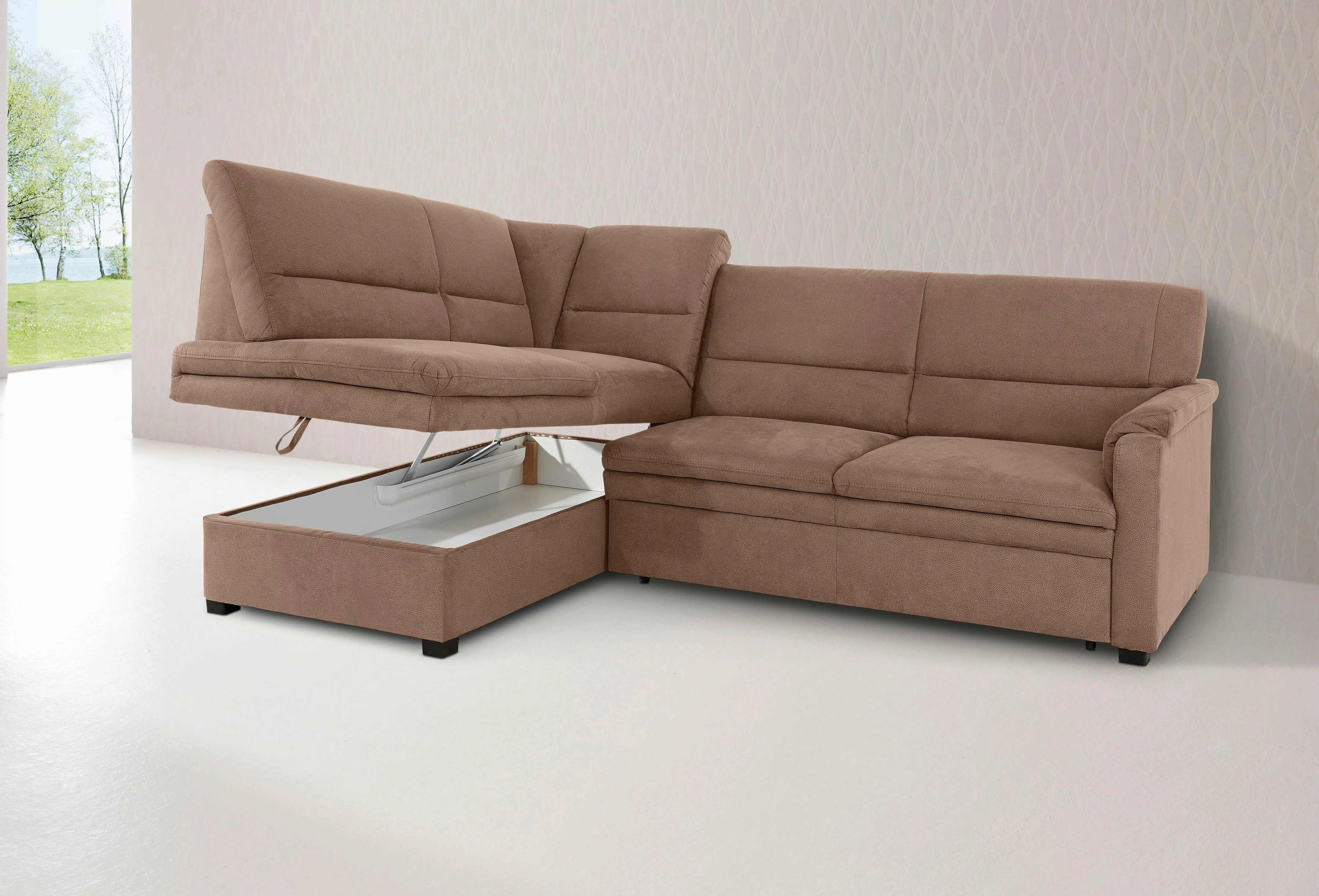 sit&more Ecksofa "Pisa L-Form", mit Federkern, wahlweise mit Bettfunktion günstig online kaufen