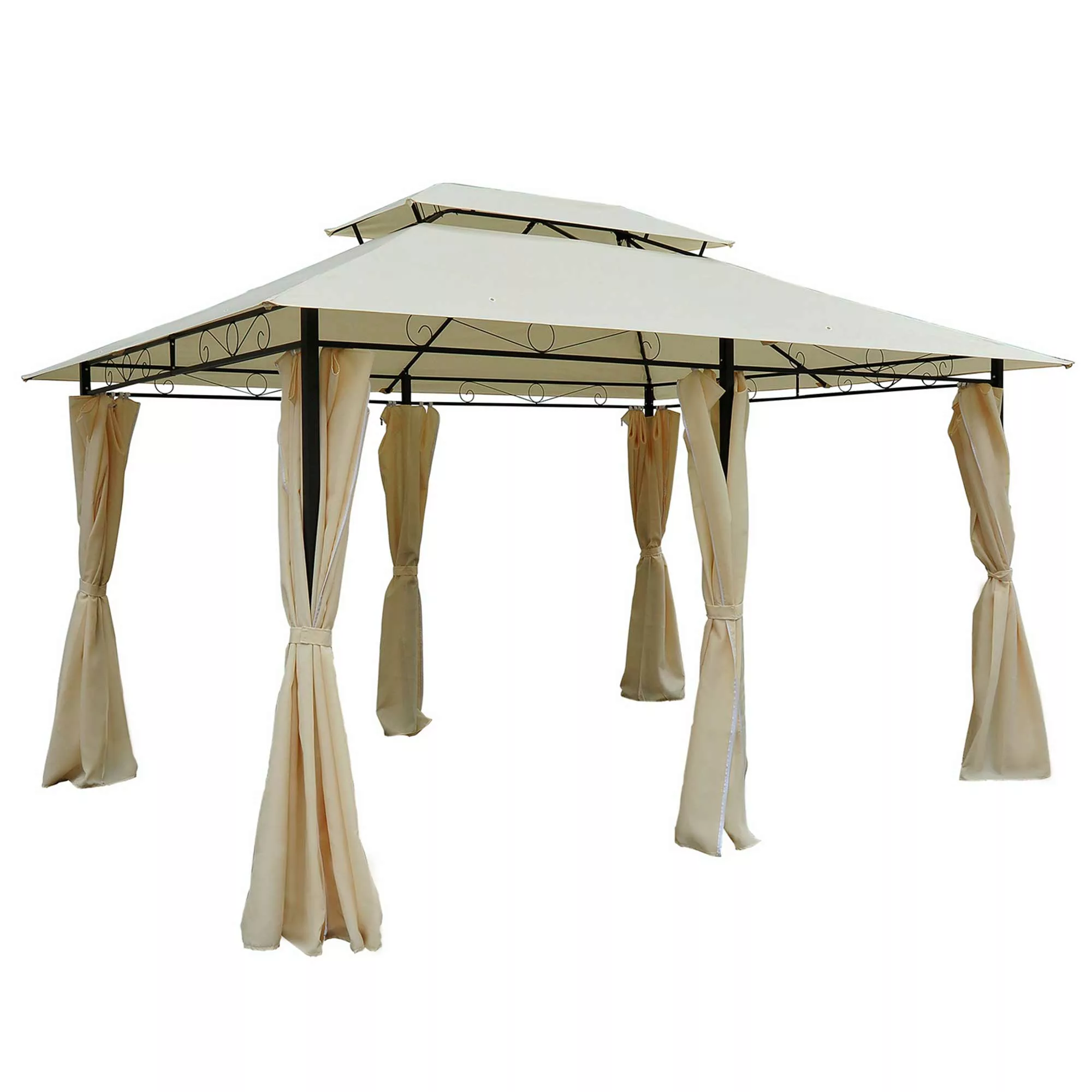 Outsunny Gartenpavillon creme Stahl B/H/L: ca. 300x265x400 cm günstig online kaufen