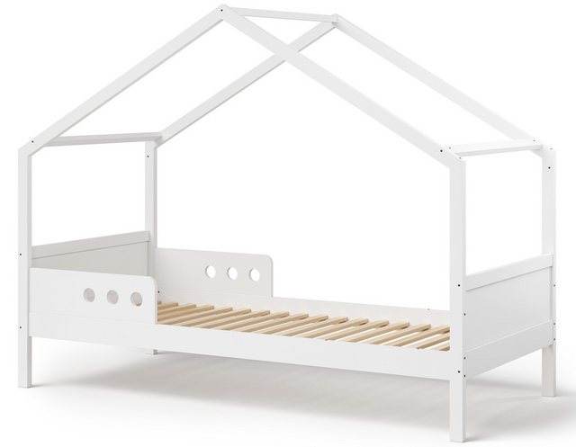 Bellabino Hausbett Bela (Kinderbett 90x200 cm, weiß mit Matratze), inkl. Ra günstig online kaufen