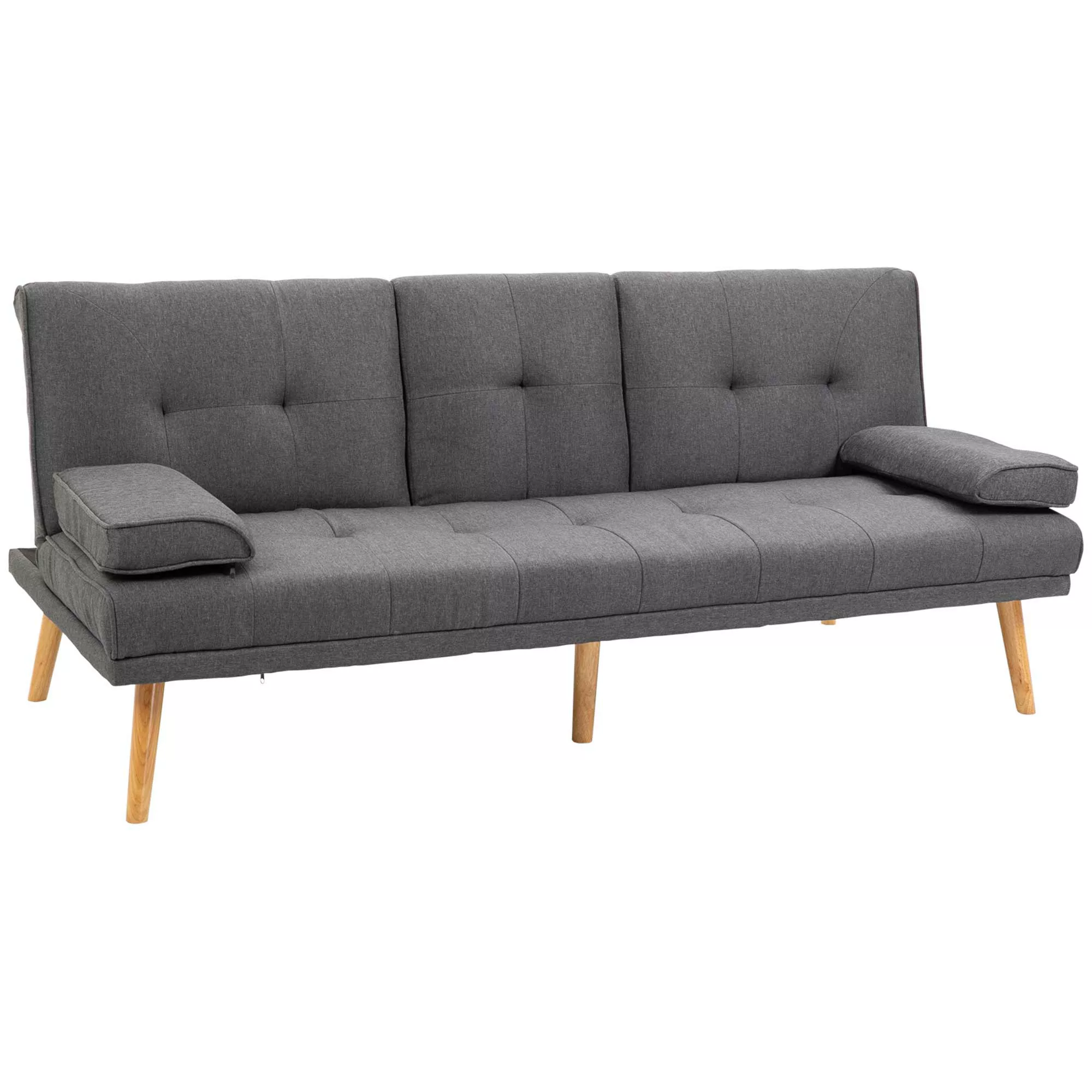 HOMCOM Schlafsofa 3-Sitzer Bettsofa mit klappbarem Tisch und Becherhalter, günstig online kaufen