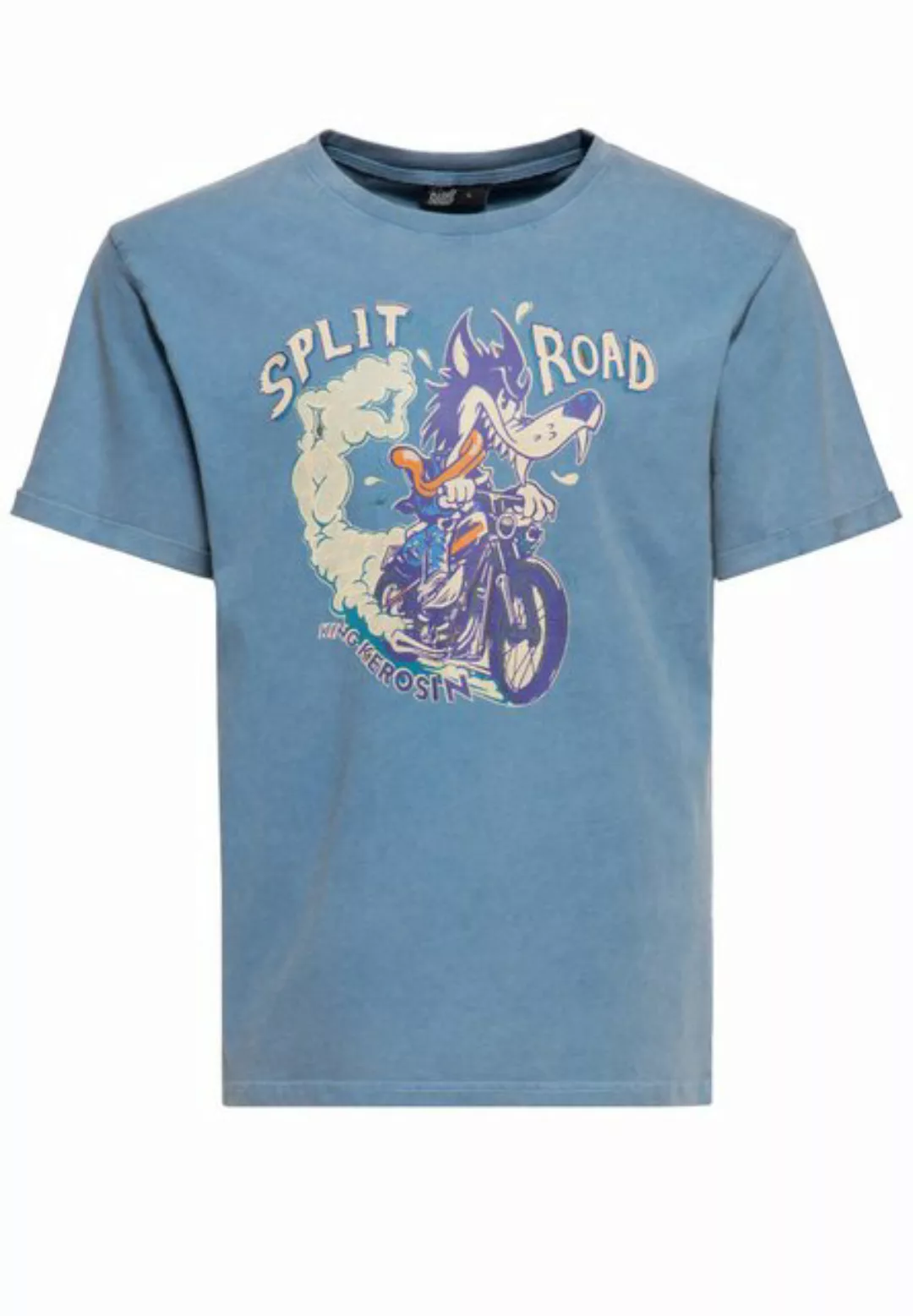 KingKerosin Print-Shirt Split The Road (1-tlg) Acid Washed günstig online kaufen