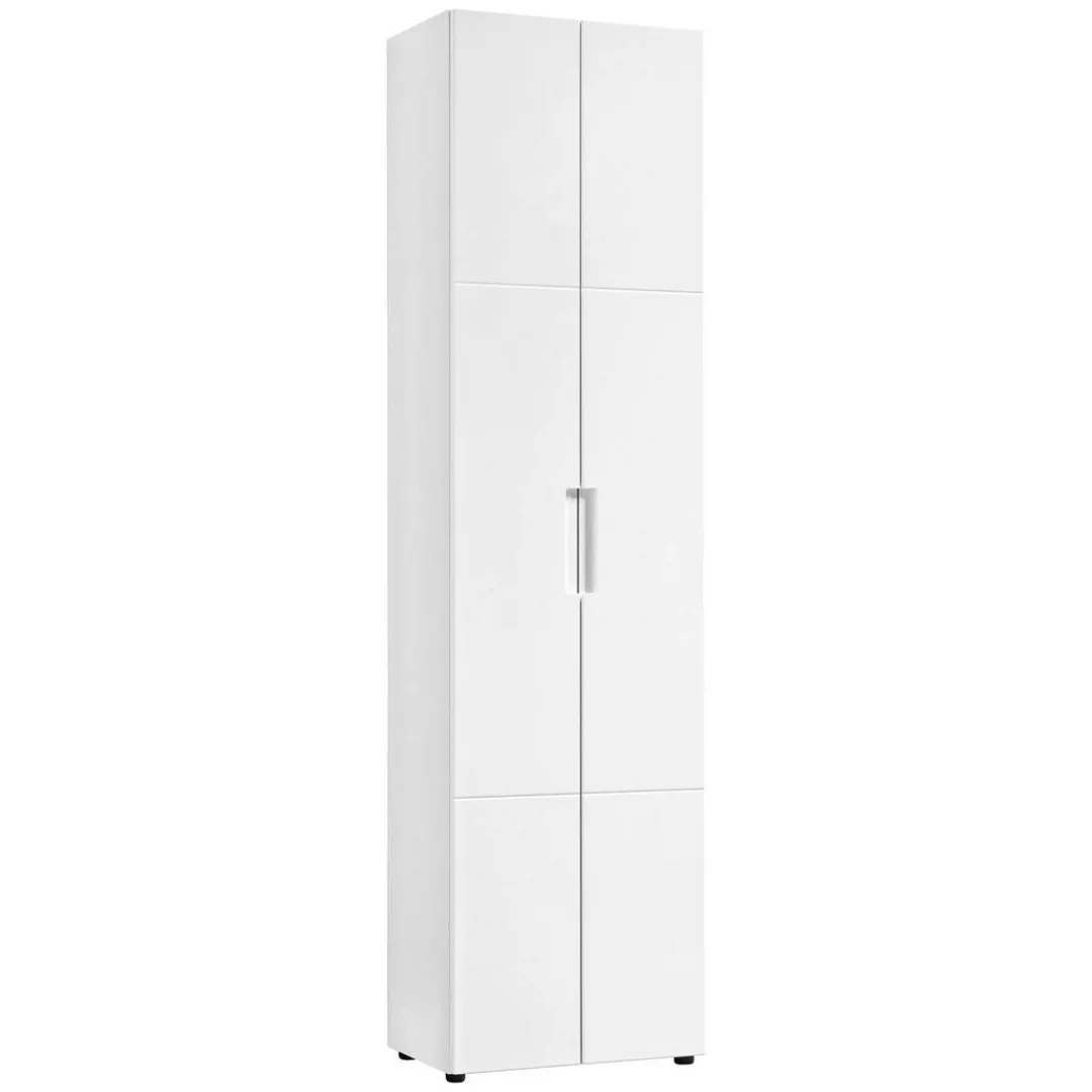 Mehrzweckschrank Mailand 10 weiß weiß Hochglanz B/H/T: ca. 53x202x35 cm günstig online kaufen