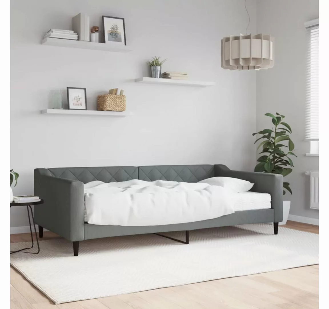 vidaXL Gästebett Gästebett Tagesbett mit Matratze Dunkelgrau 100x200 cm Sto günstig online kaufen