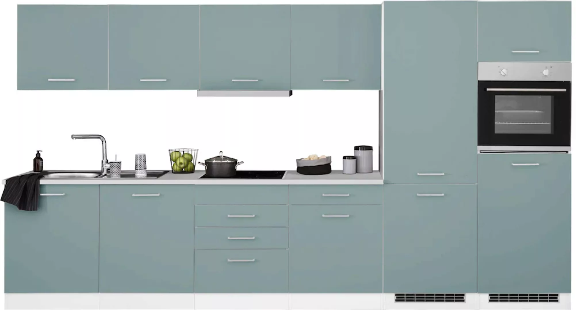 HELD MÖBEL Küchenzeile "Visby", mit E-Geräten, 330 cm,inkl. Kühl/Gefrierkom günstig online kaufen