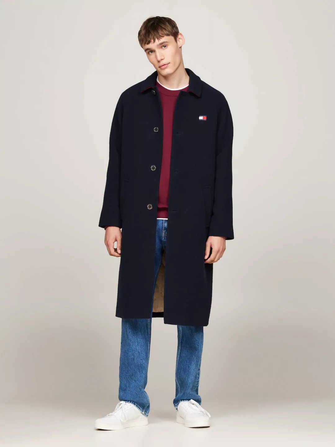 Tommy Jeans Langmantel TJM WOOL COAT mit halbgespreizten Kragen günstig online kaufen