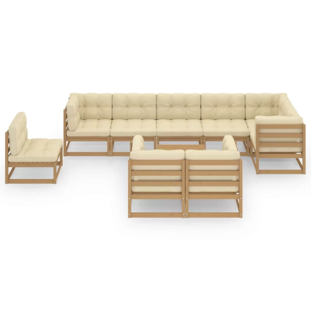 10-tlg. Garten-lounge-set Mit Kissen Kiefer Massivholz günstig online kaufen