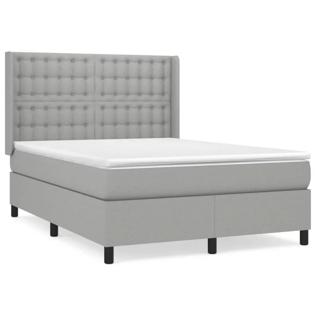 Vidaxl Boxspringbett Mit Matratze Hellgrau 140x200 Cm Stoff günstig online kaufen