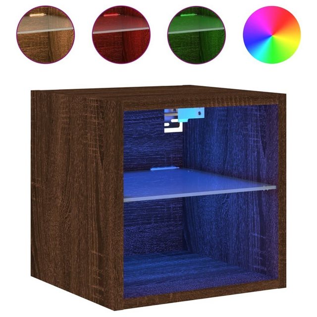 vidaXL Hängeschrank Hängeschrank Wandschrank mit LED Leuchten Braun Eichen- günstig online kaufen