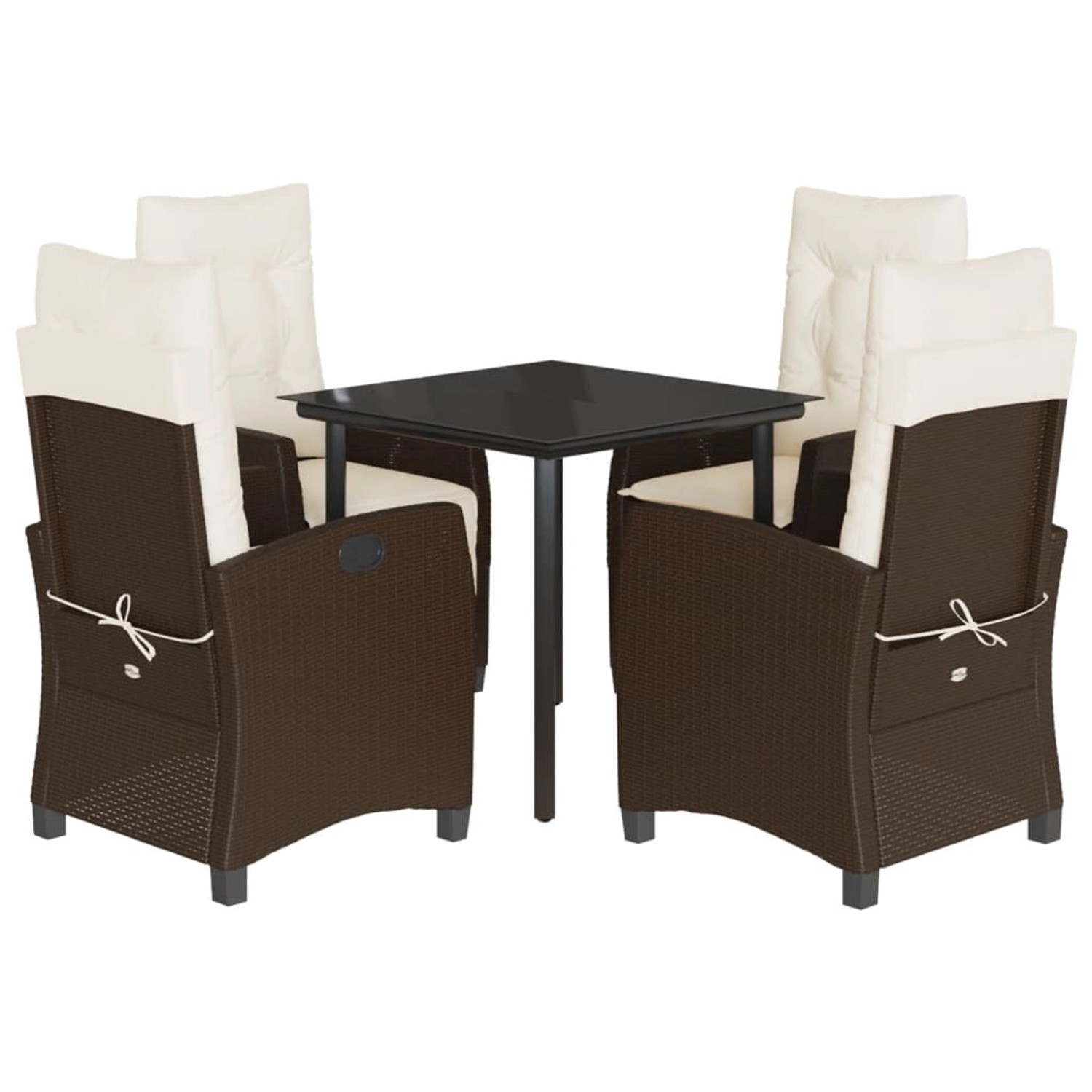 vidaXL 5-Tlg Garten-Essgruppe mit Kissen Braun Poly Rattan 3212774 günstig online kaufen