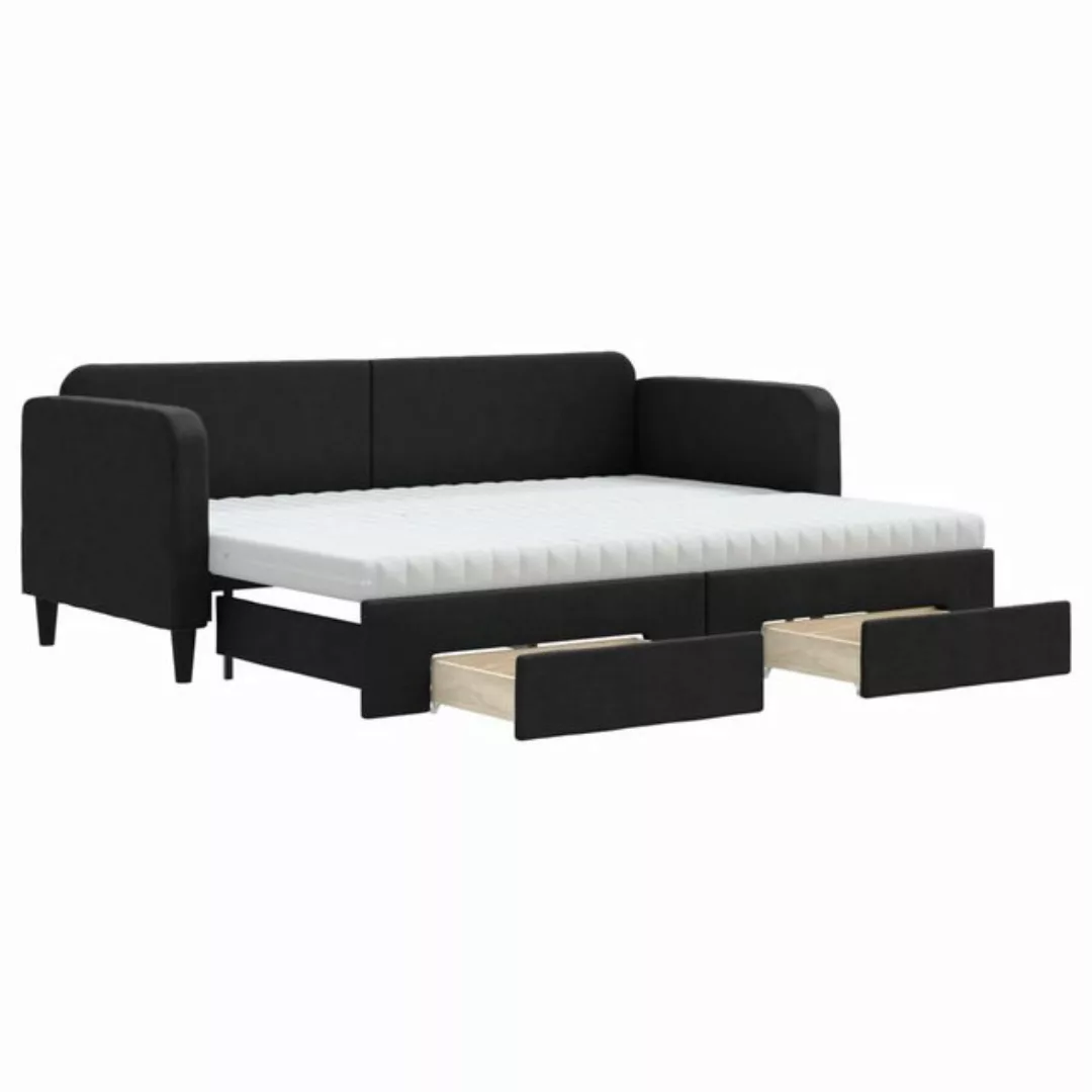 vidaXL Gästebett Gästebett Tagesbett Ausziehbar mit Schubladen Schwarz 80x2 günstig online kaufen