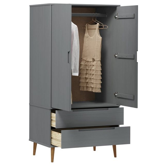 vidaXL Kleiderschrank Kleiderschrank Grau 90x55x175 cm Massivholz Kiefer günstig online kaufen