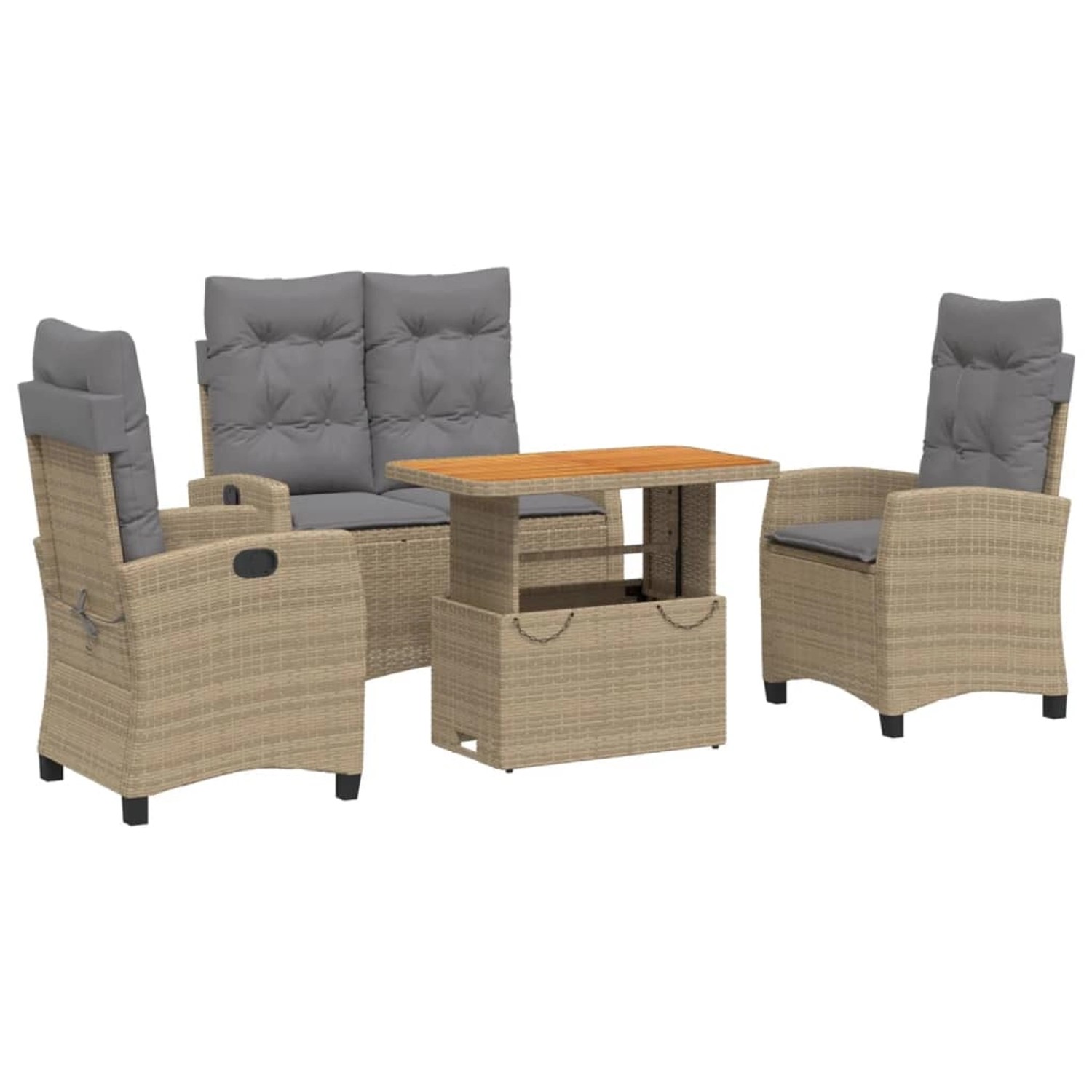 vidaXL 4-Tlg Garten-Essgruppe mit Kissen Beige Poly Rattan 3277431 günstig online kaufen