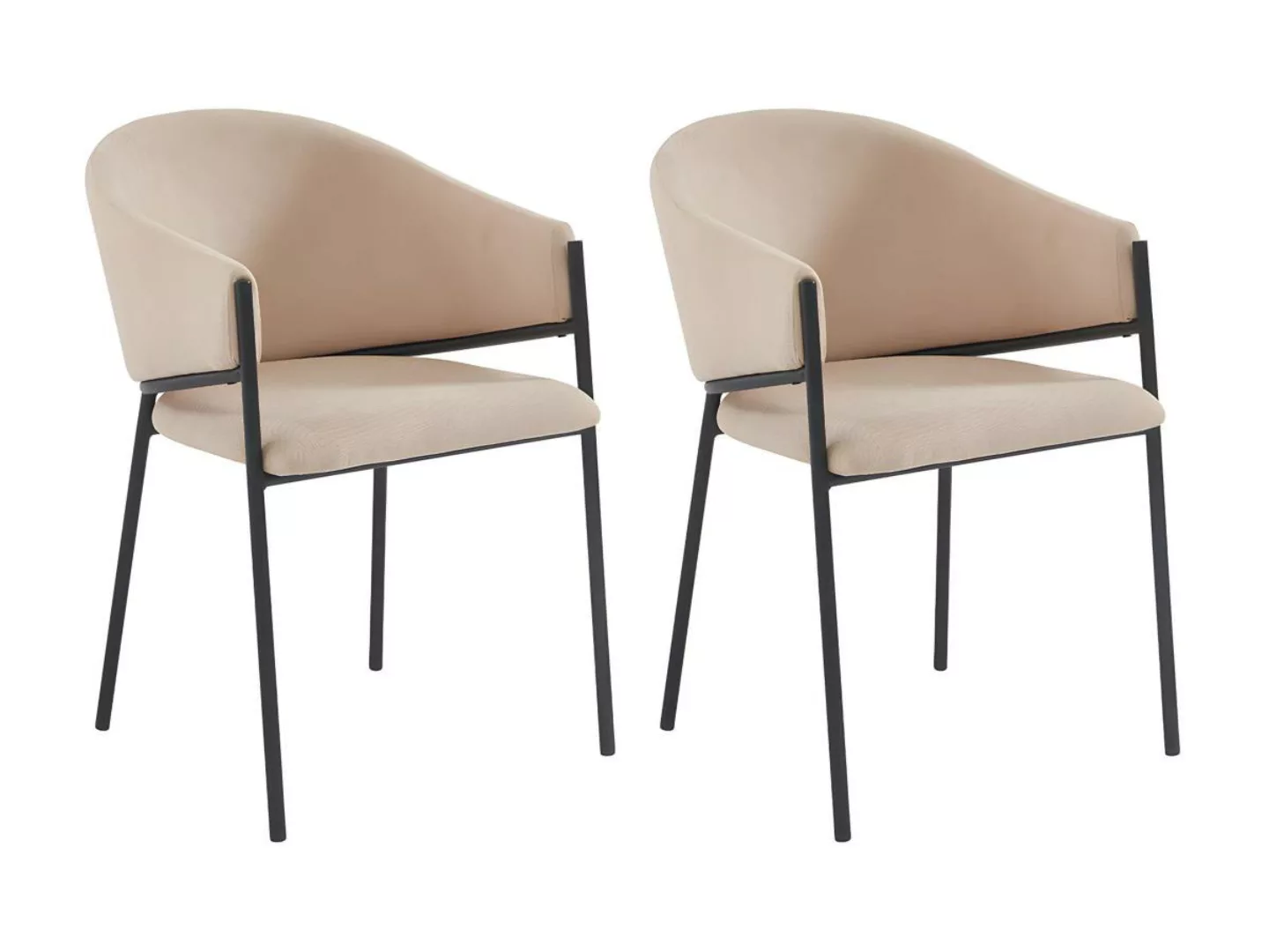 Stuhl mit Armlehnen 2er-Set - Stoff & Metall - Beige - ORDIDA von Pascal MO günstig online kaufen