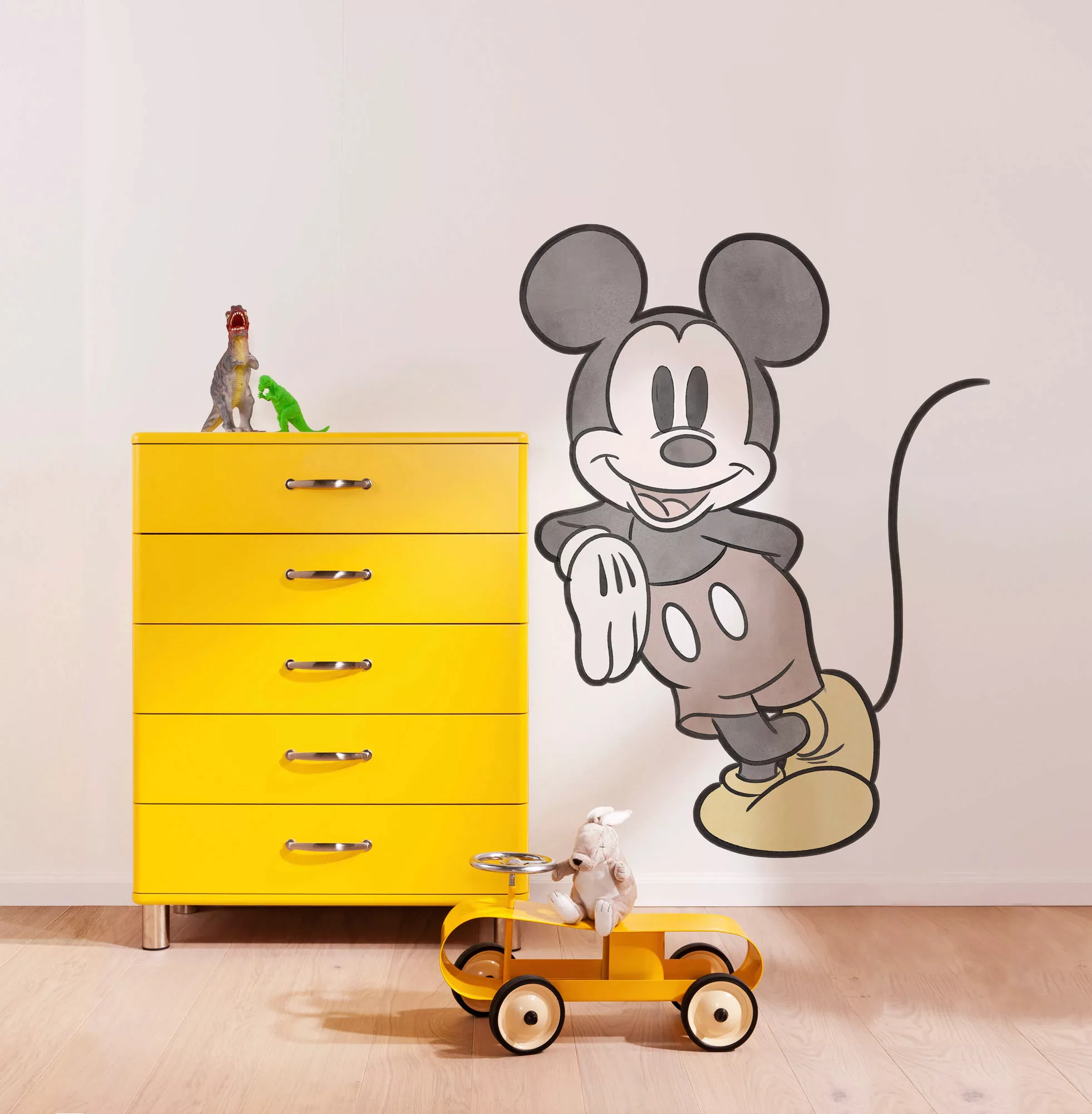 Disney Wandtattoo Mickey Mouse Grau Rot und Gelb 100 x 127 cm 612723 günstig online kaufen