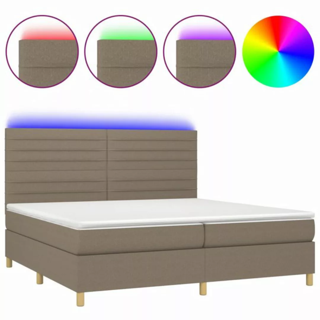 vidaXL Boxspringbett (200 x 200 cm, Streifen Horizontal, Taupe), mit LED günstig online kaufen