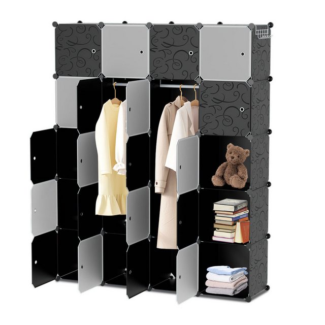 Lospitch Kleiderschrank 20 Würfel DIY Steckregal Set Regalsystem Kombischra günstig online kaufen