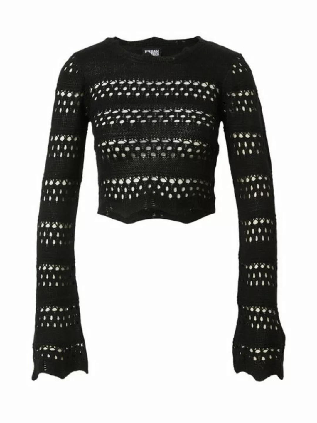 URBAN CLASSICS Kapuzenpullover Damen Ladies Cropped Crochet Knit Sweater (1 günstig online kaufen