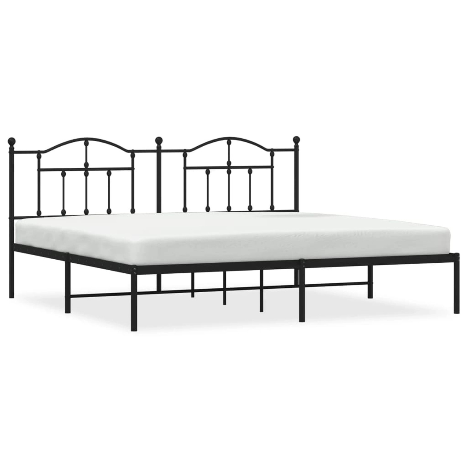 vidaXL Bettgestell, Bettrahmen mit Kopfteil Metall Schwarz 193x203 cm günstig online kaufen