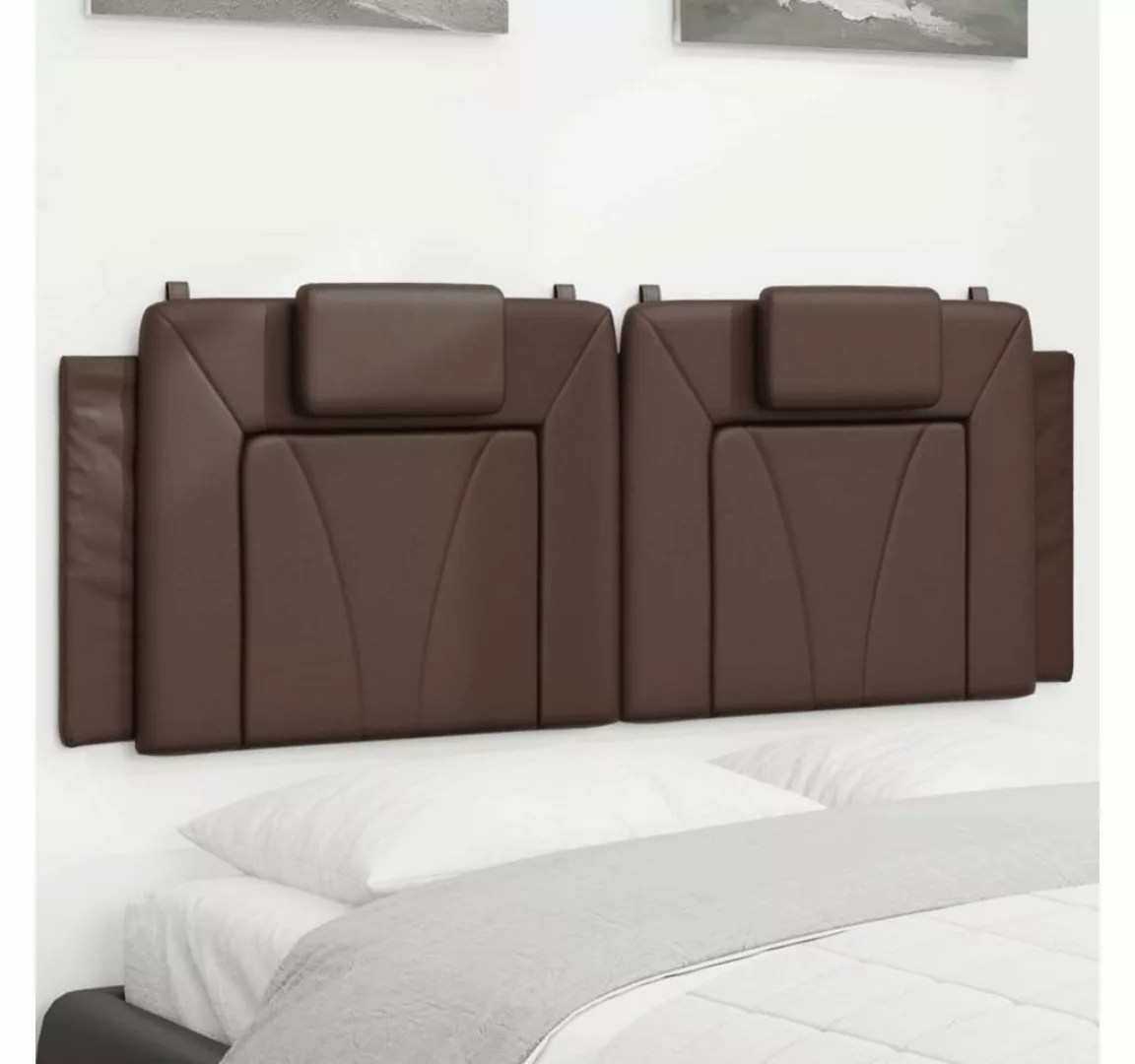 vidaXL Bett, Kopfteil-Kissen Braun 140 cm Kunstleder günstig online kaufen