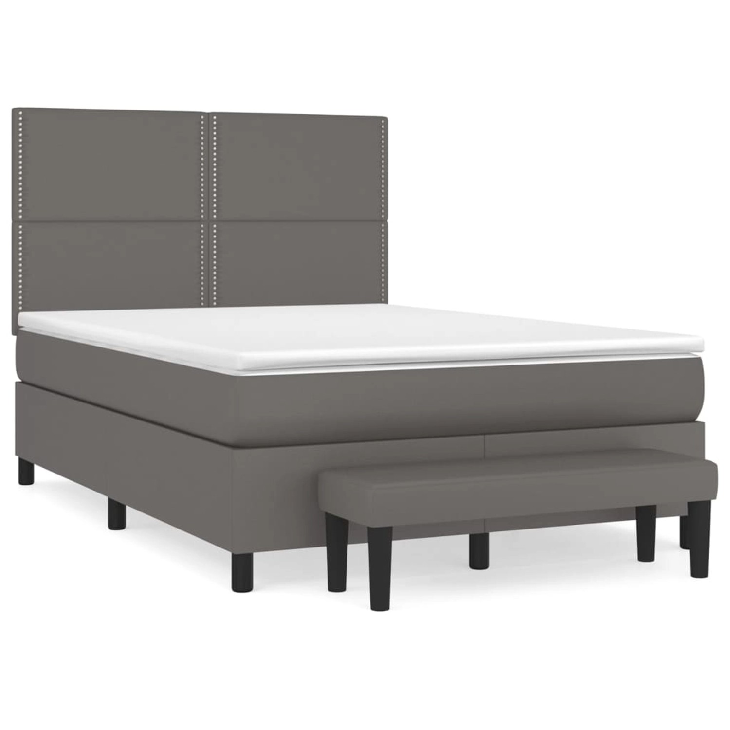 vidaXL Boxspringbett, Boxspringbett mit Matratze Grau 140x200 cm Kunstleder günstig online kaufen