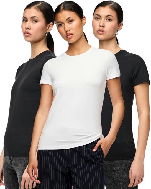 pieces T-Shirt Basic Rundhals T-Shirts im 3er Pack günstig online kaufen