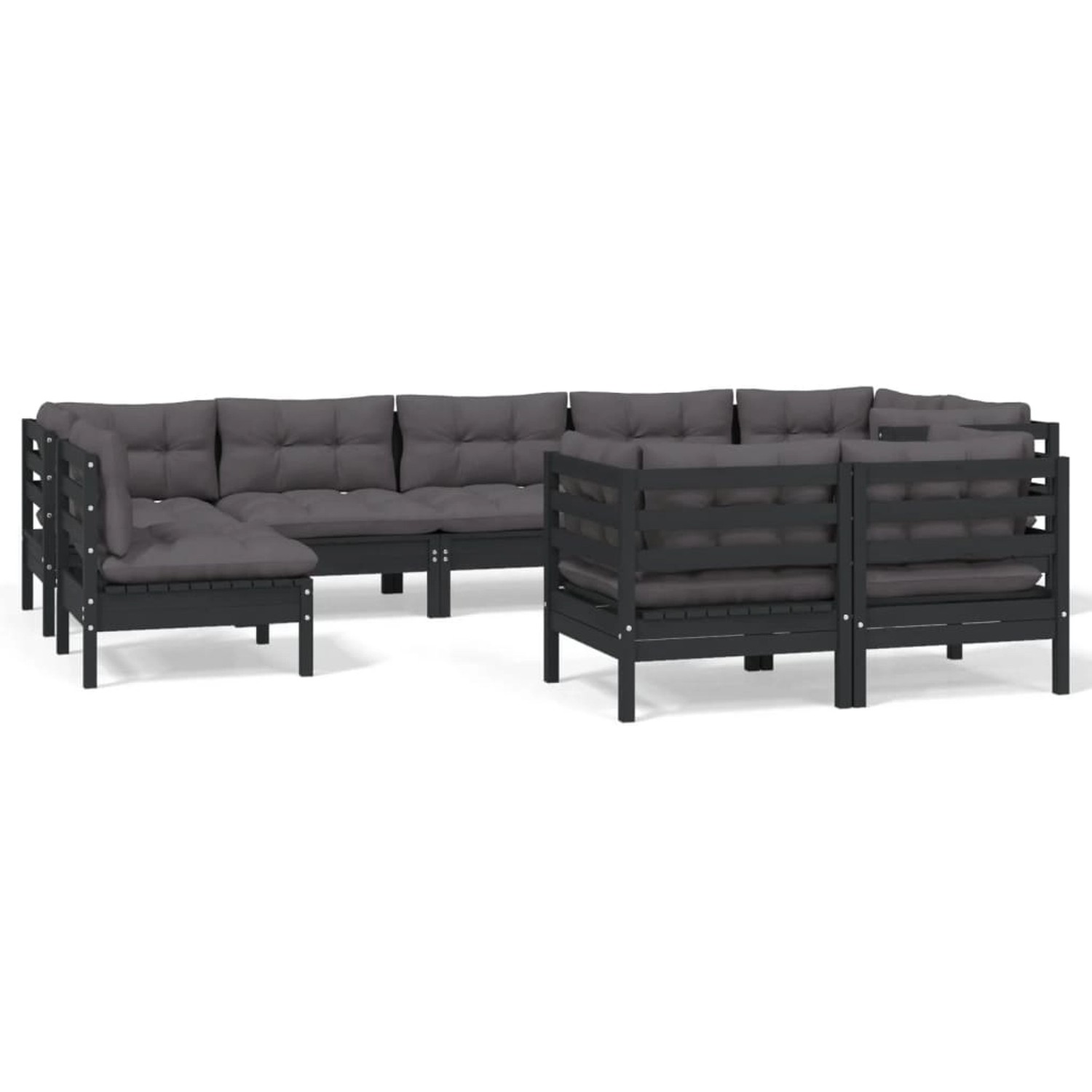 vidaXL 9-tlg Garten-Lounge-Set mit Kissen Schwarz Kiefer Massivholz Modell günstig online kaufen