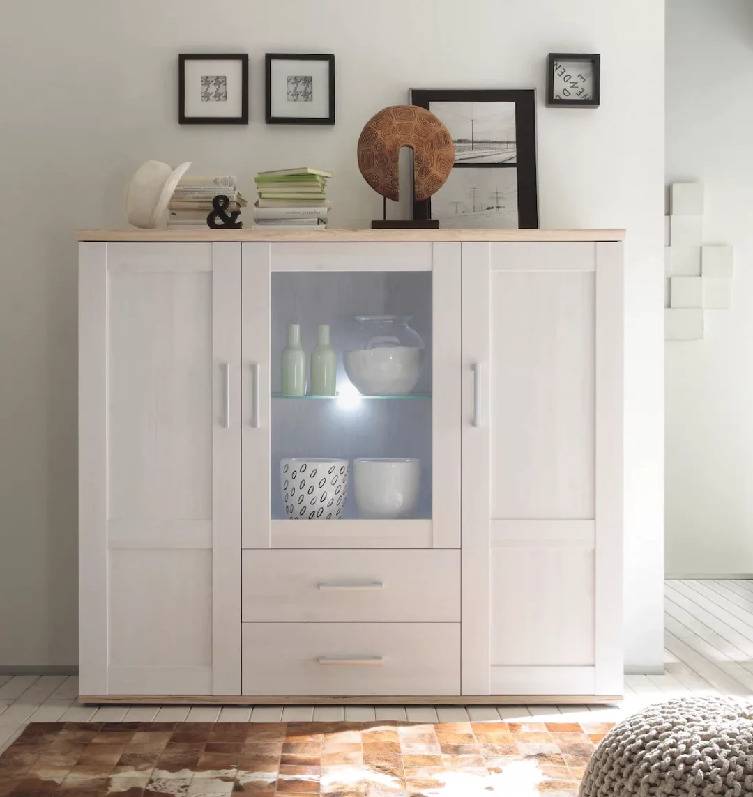 HBZ Highboard "Romance", (1 St.), Landhaustil mit LED-Beleuchtung, Wohnzimm günstig online kaufen