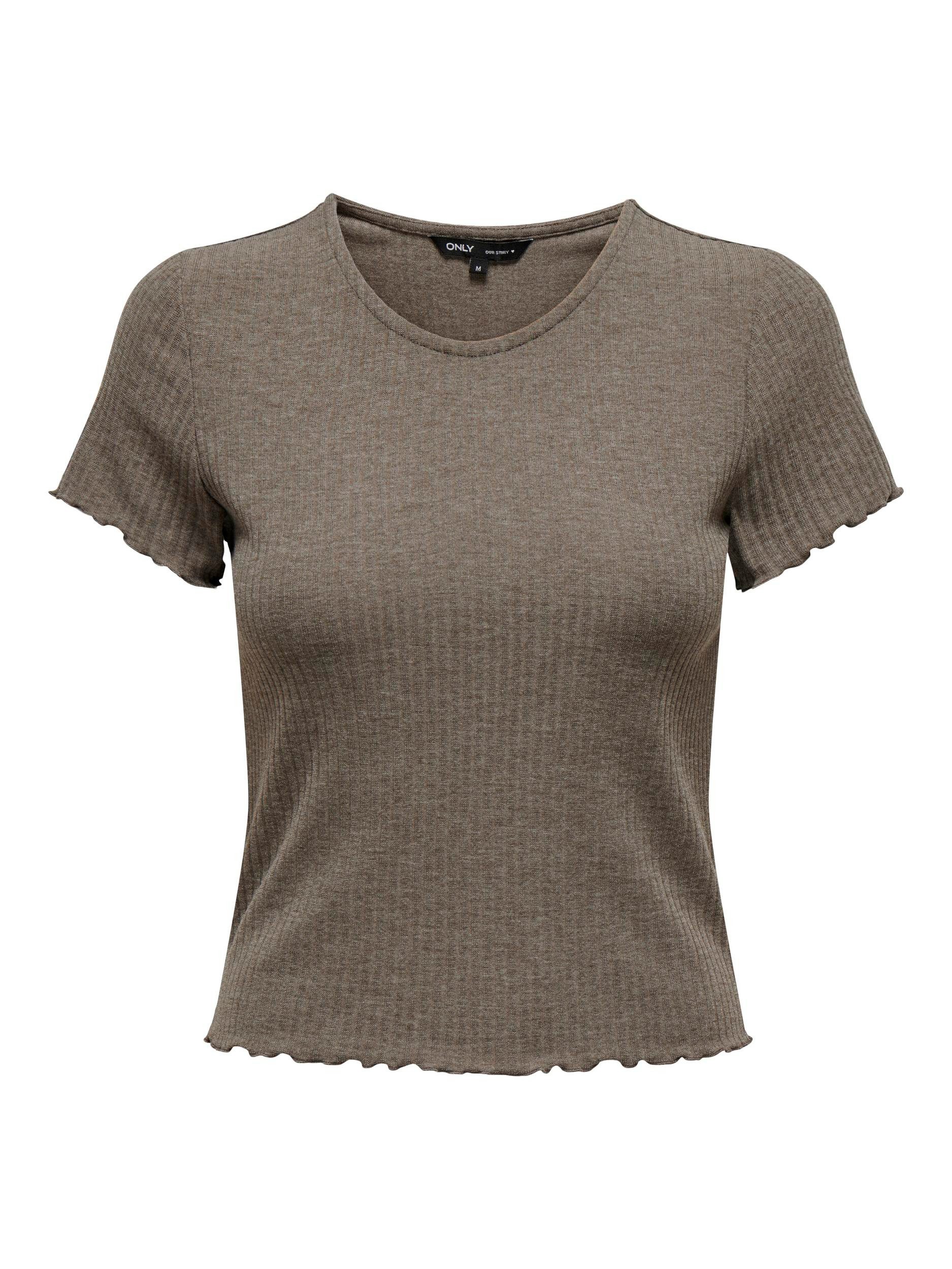 ONLY Rundhalsshirt "ONLEMMA – Kurzarmshirt mit gewelltem Abschluss", Rundha günstig online kaufen