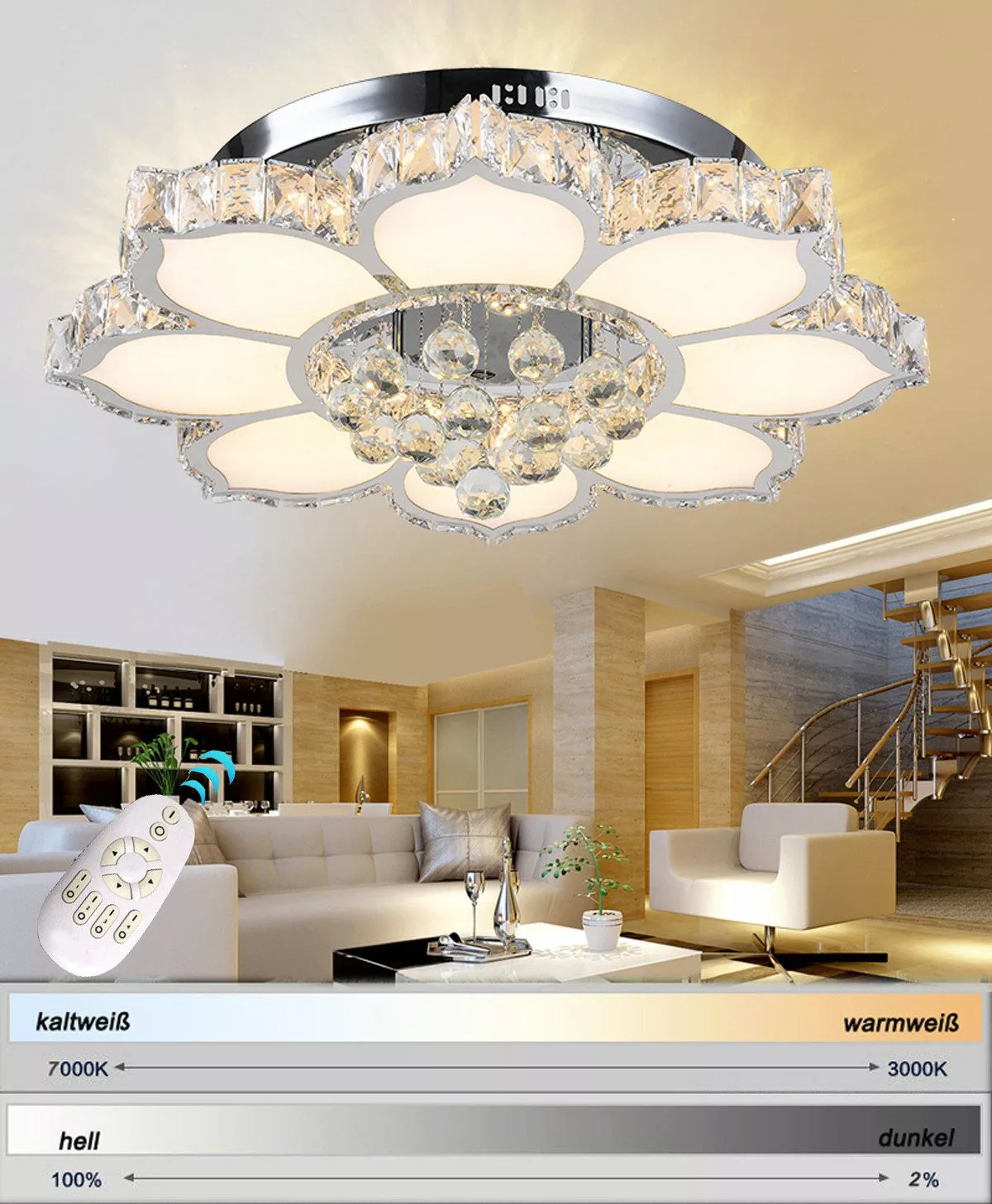 Eurotondisplay LED Deckenleuchte LED Pendelleuchte Kristall günstig online kaufen