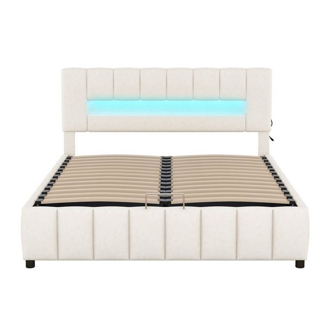 REDOM Polsterbett Daybed, Doppelbett, Familienbett, Plattformbett mit LED-B günstig online kaufen