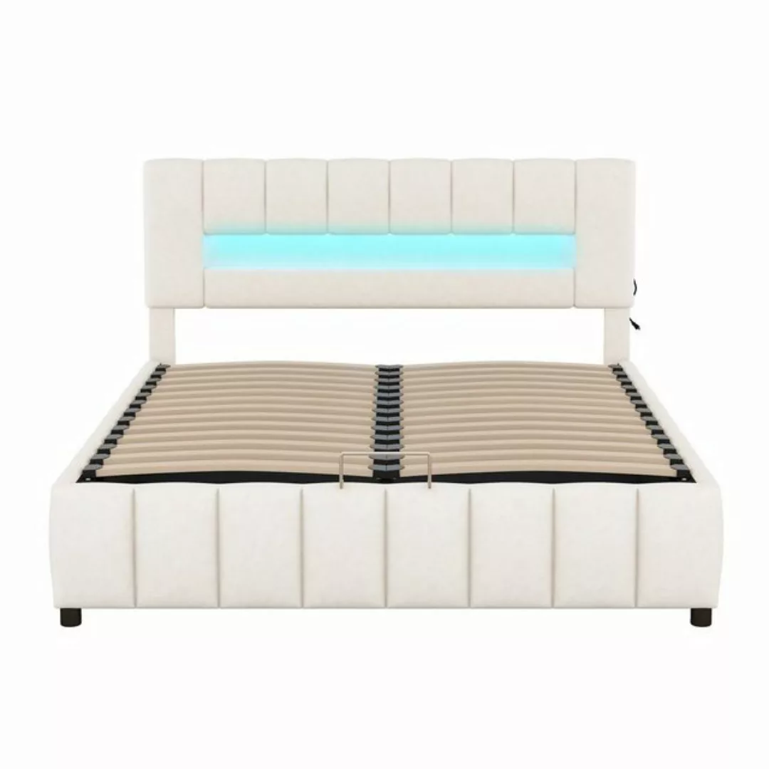 REDOM Polsterbett Daybed, Doppelbett, Familienbett, Plattformbett mit LED-B günstig online kaufen