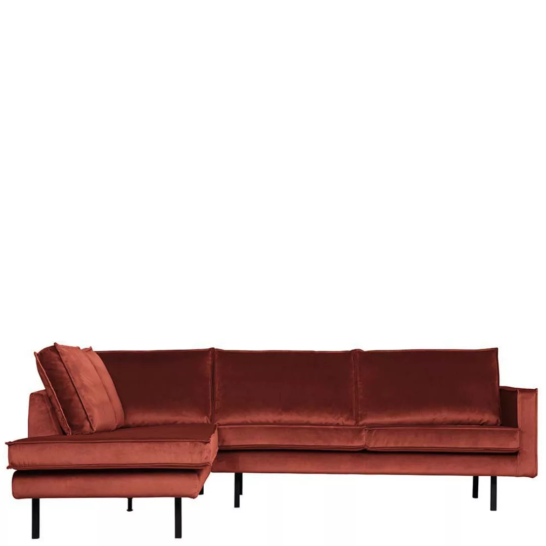 Sofa Rundecke in Kastanienfarben Samt Retrostil günstig online kaufen