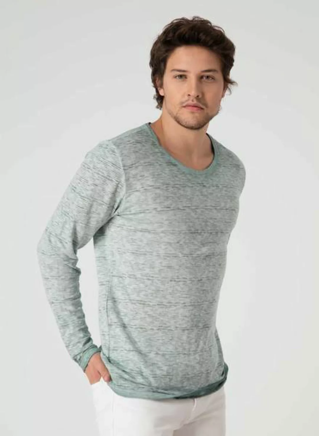 Langarmshirt Aus Bio Baumwolle In Garment-dye Optik günstig online kaufen