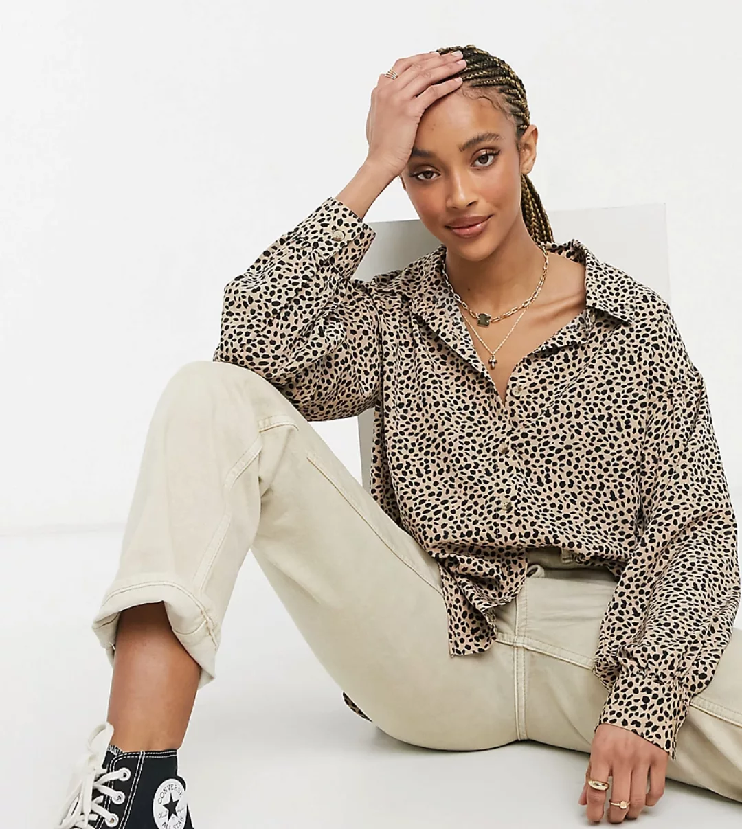 Wednesday's Girl – Locker geschnittenes Hemd mit Dalmatiner-Punktemuster-Ne günstig online kaufen