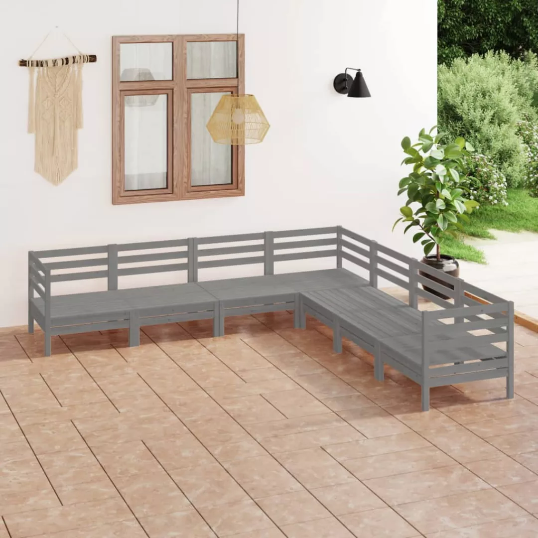 7-tlg. Garten-lounge-set Massivholz Kiefer Grau günstig online kaufen