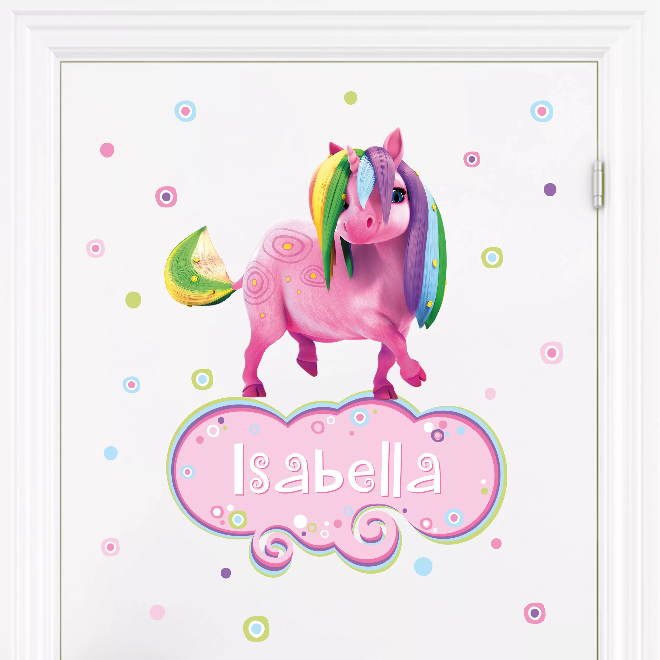 Wunschtext-Wandtattoo Kinderzimmer Mia and me - Regenbogen Ponycorn mit Wun günstig online kaufen