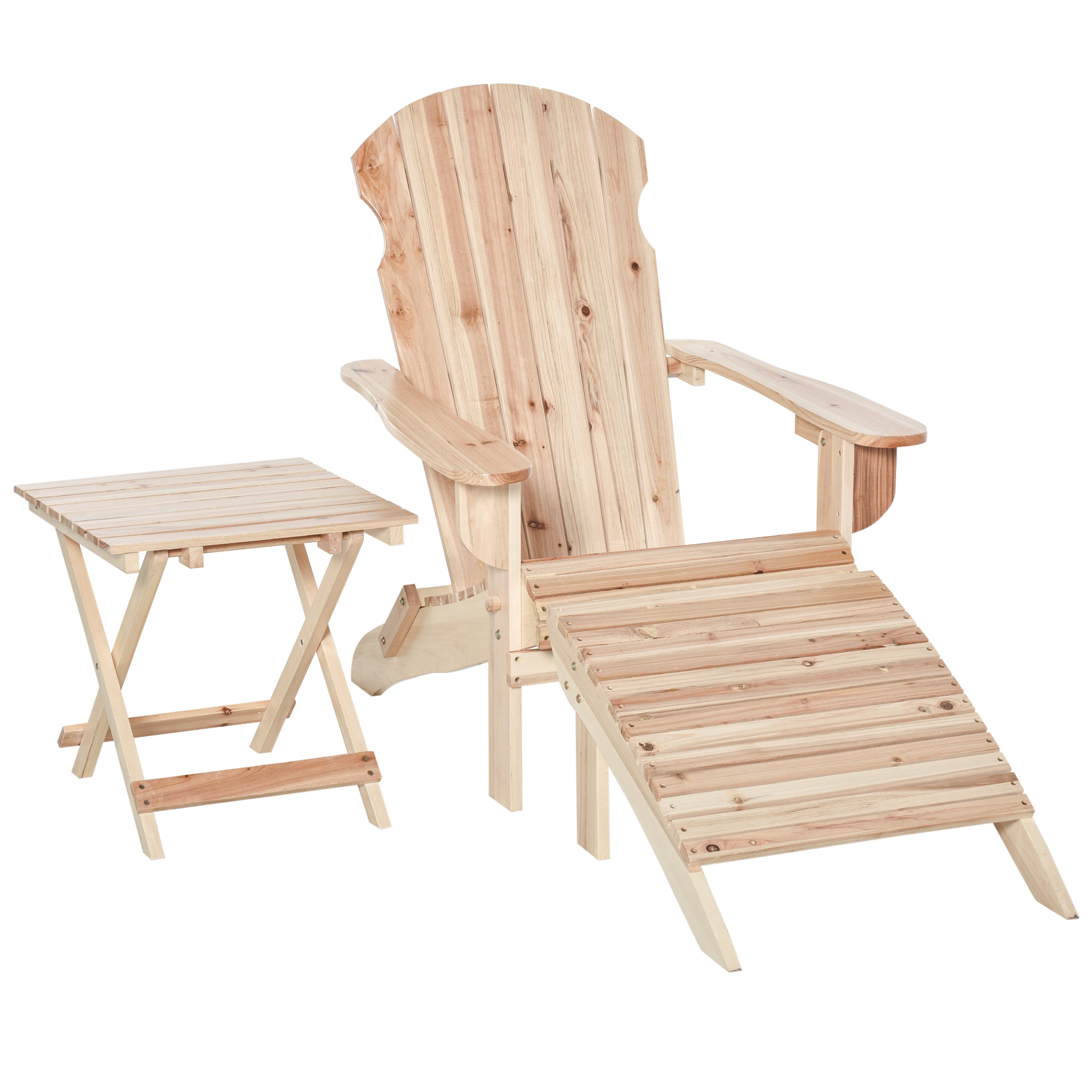 Outsunny Gartenstuhl Adirondack klappbar mit Fußhocker und Beistelltisch au günstig online kaufen