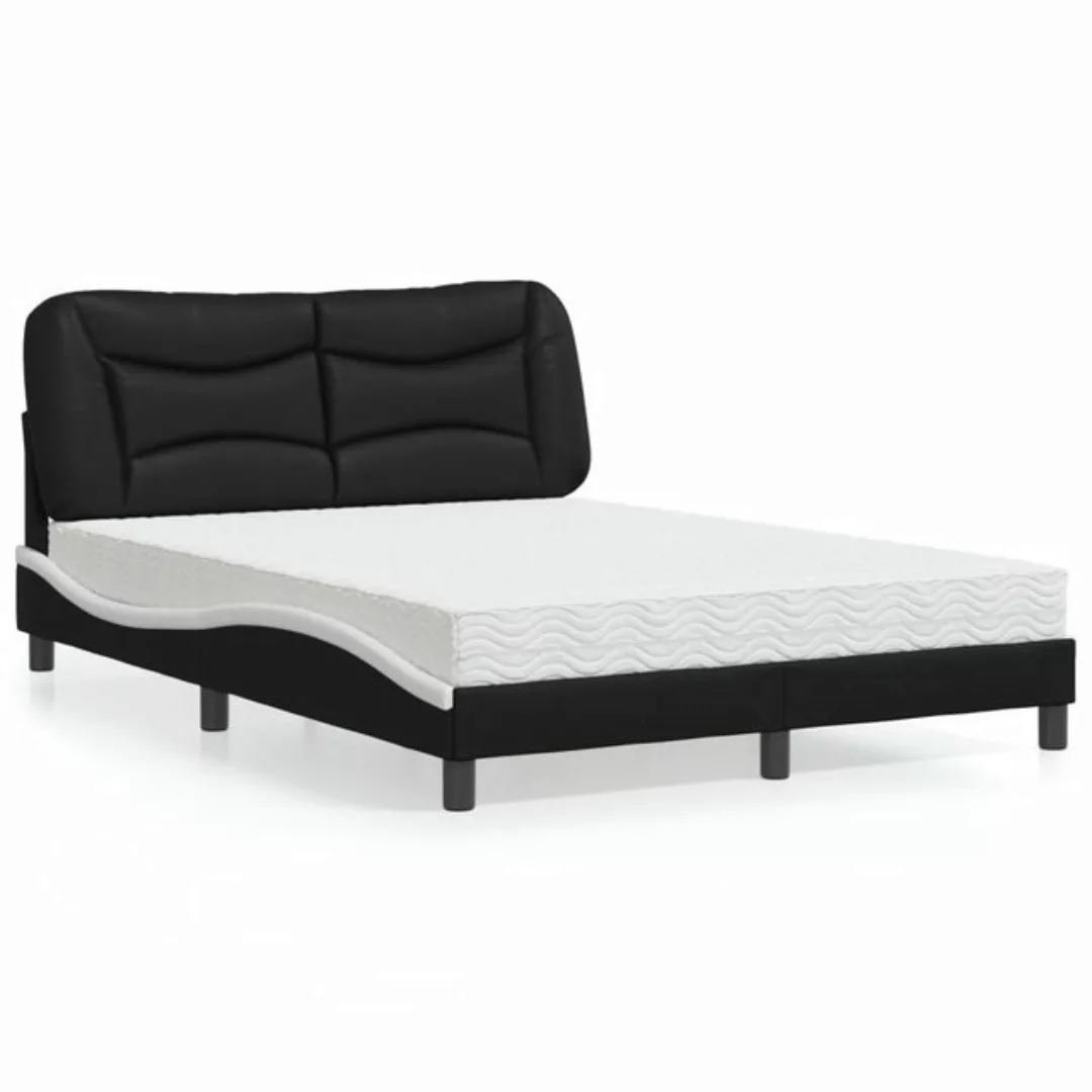 vidaXL Bett Bett mit Matratze Schwarz und Weiß 120x200 cm Kunstleder günstig online kaufen