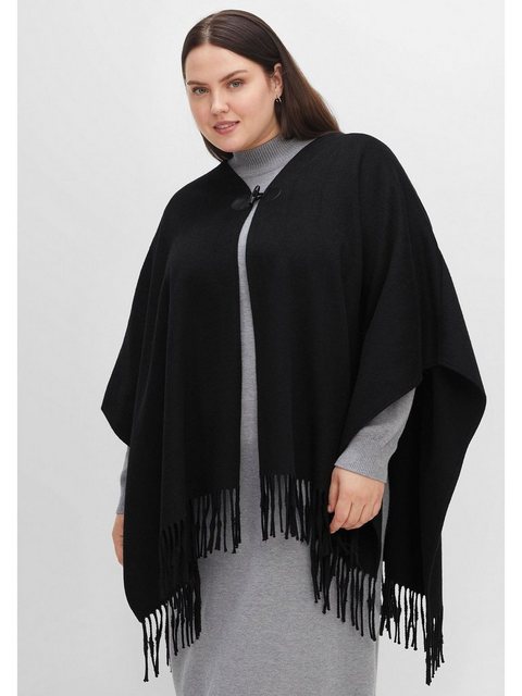 Sheego Cardigan "Große Größen", im Cape-Stil, mit Fransen und Knebelverschl günstig online kaufen