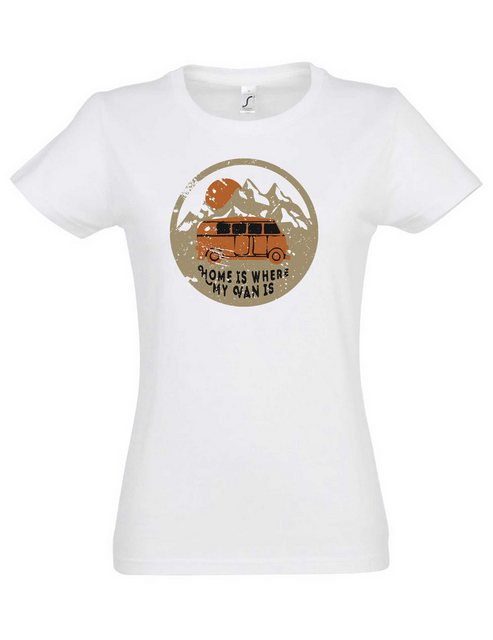 Urban Backwoods Print-Shirt Home Is Where My Van Is Damen T-Shirt Campen Ca günstig online kaufen