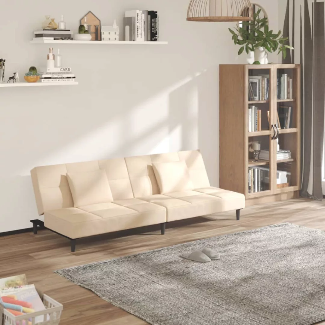 Vidaxl Schlafsofa 2-sitzer Mit 2 Kissen Creme Stoff günstig online kaufen