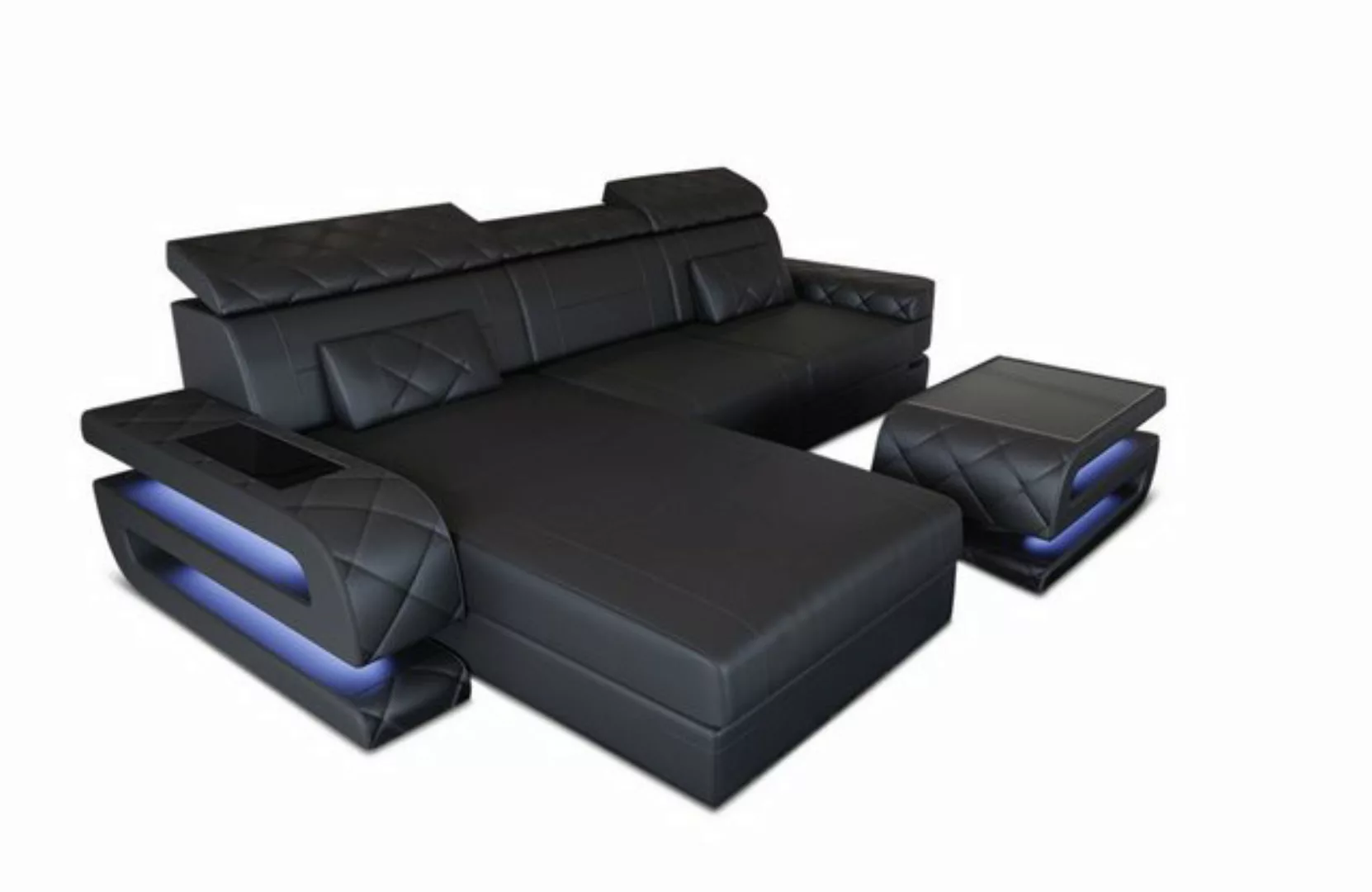 Sofa Dreams Ecksofa Ledersofa Bologna L Form Leder Sofa, Couch, mit LED, wa günstig online kaufen