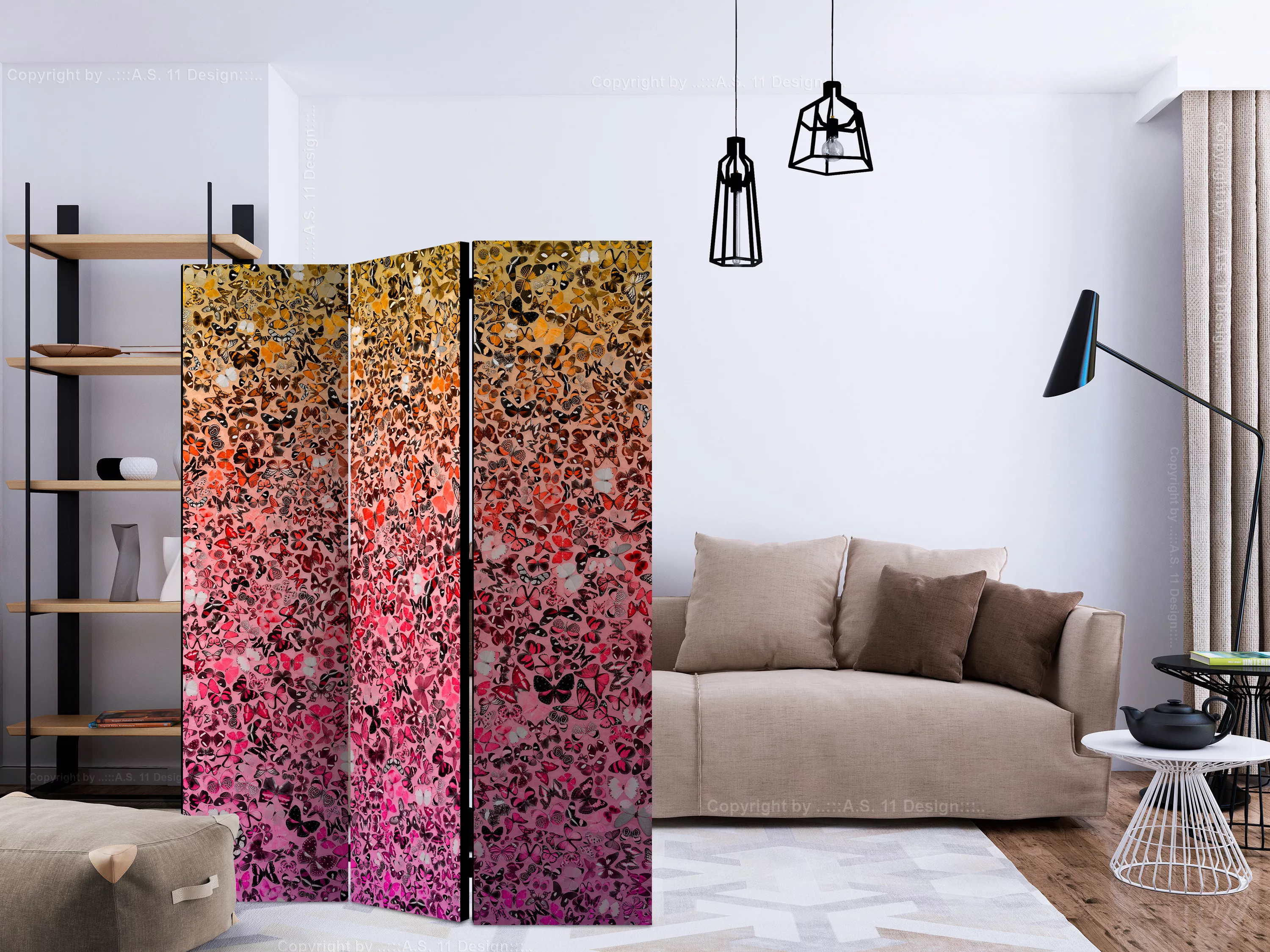 3-teiliges Paravent - The Language Of Butterflies [room Dividers] günstig online kaufen