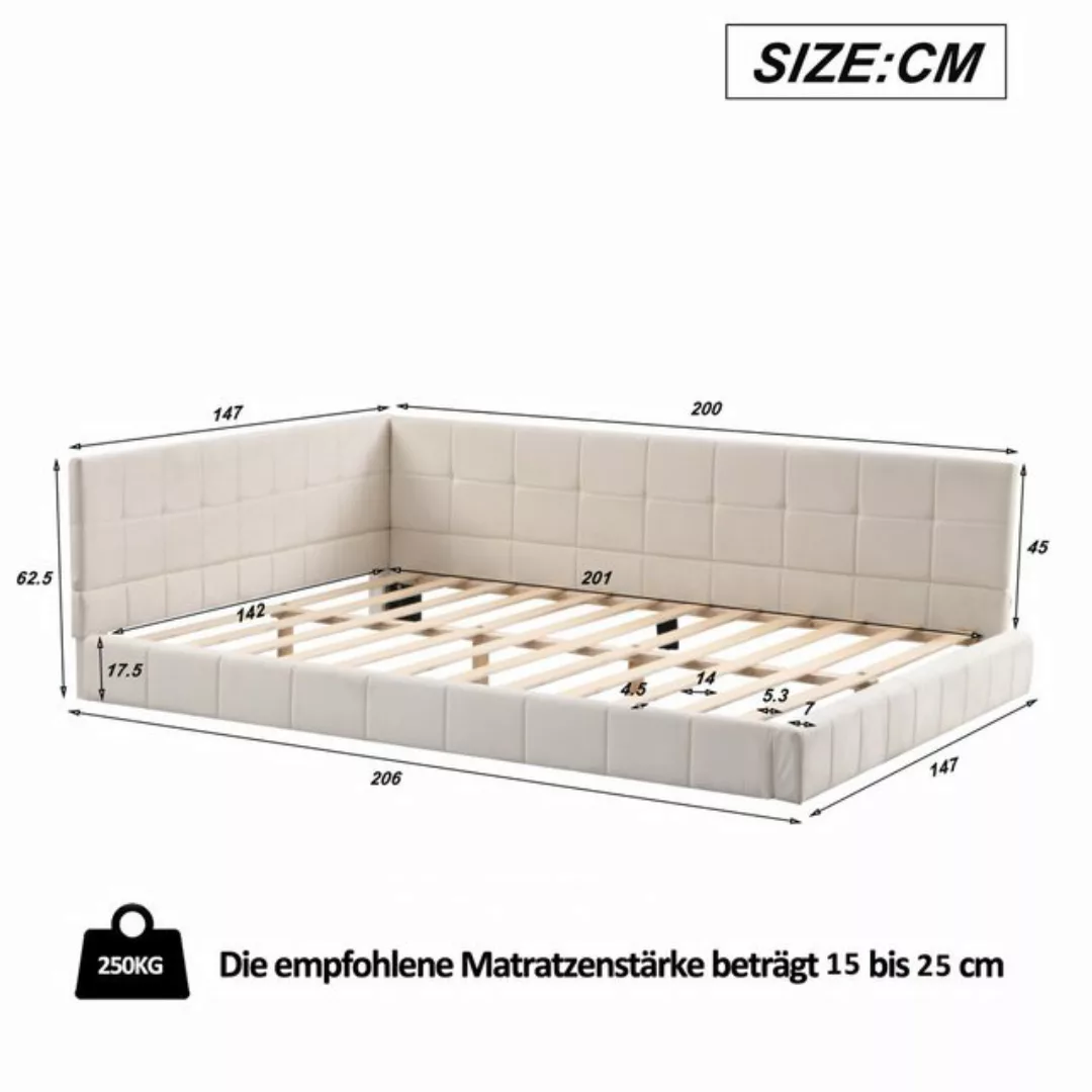 HAUSS SPLOE Polsterbett 140*200 Multifunktionsbett mit Lattenrost aus Samts günstig online kaufen