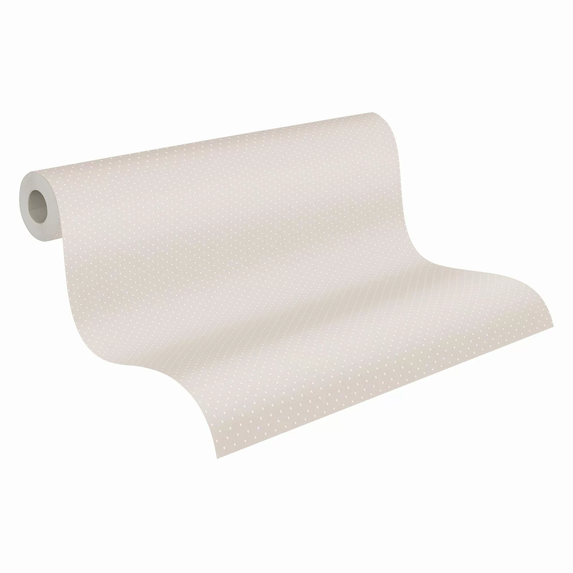 Bricoflor Kindertapete Neutral Beige Tapete mit Pünktchen Ideal für Babyzim günstig online kaufen
